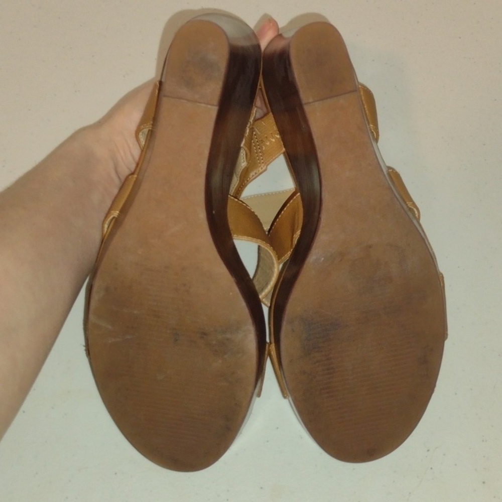 14th & Union Narissa Slingback Wedge Sandal Cognac Brown Women’s Shoes size 7.5 - Picture 6 of 9